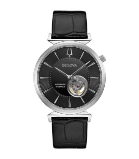 Orologio Uomo Automatico Cinturino In Pelle Nera - Bulova