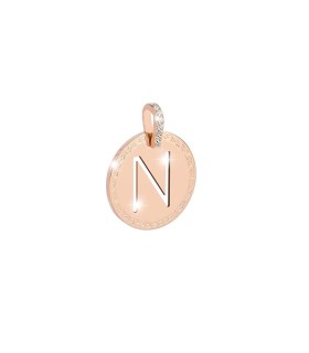 Pendente Donna Iniziale N Rosè con Pietre - Rebecca