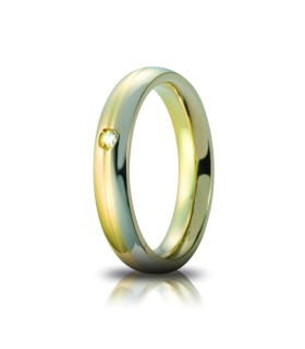 Fede Eclissi Oro Bicolore 4mm con Brillante - Unoaerre