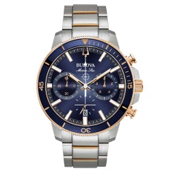 Marine Star Chronograph Men's Watch in Steel with Rosè Details and Blue Dial - Bulova
