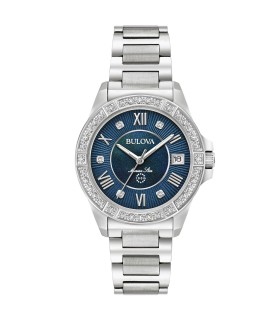 Orologio Donna Marine Star in Acciaio Quadrante Blu con Diamanti - Bulova