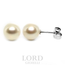 Orecchini Donna in Oro Bianco con Perle 7.5mm - Bibigi