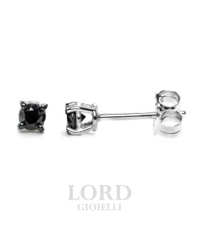 Orecchini  Punto Luce in Oro Bianco con Diamante Nero ct 0.30 - Elli's