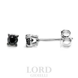 Point Light Earrings in White Gold with Black Diamond ct 0.30 - Elli's