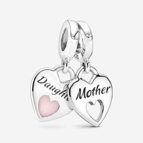 Double Heart Pendant Charm Mom-Daughter - Pandora