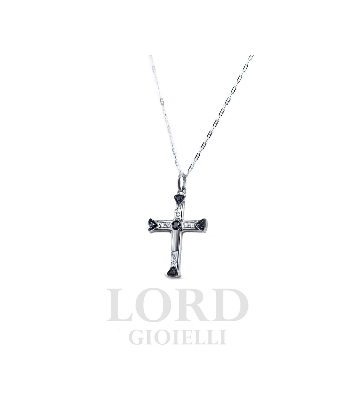 Mens white gold necklace with cross pendant discount
