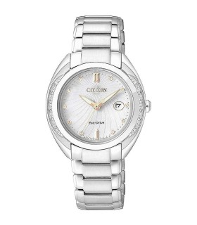 Orologio Donna In Acciaio Eco-Drive con Quadrante Bianco e Indici Rosè EW2250-59A - Citizen