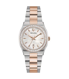 Orologio Donna in Acciaio bicolore con Ghiera con Diamanti e Quadrante Madreperla 98R283 - Bulova