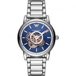 orologio Uomo Luigi Automatico in Acciaio con Quadrante Blu - Emporio Armani