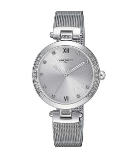 Orologio Donna Solo Tempo Maglia Milano Quadrante Silver con Zirconi - Vagary