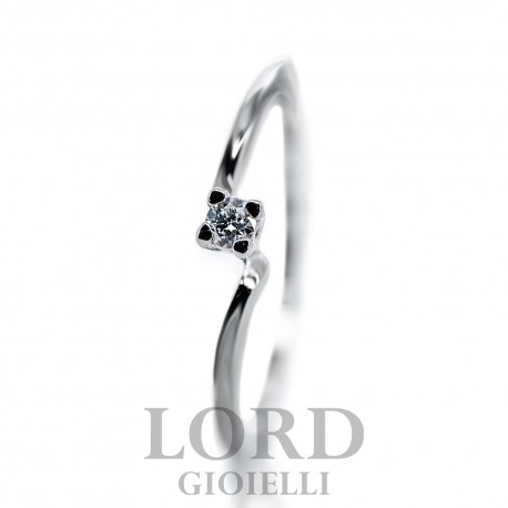 Anello Donna Solitario in Oro Bianco con Diamanti ct.0,05 - Elli's