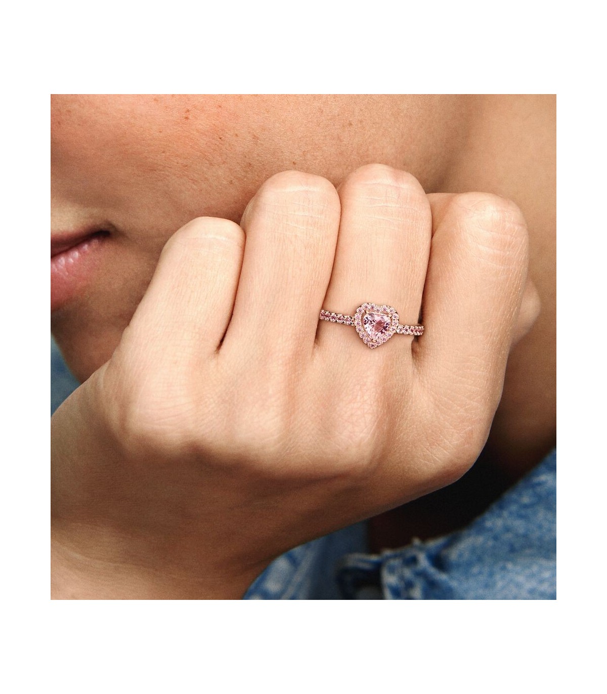 Anello Pandora Donna in Argento Rose Cuore Rosa 188421C04