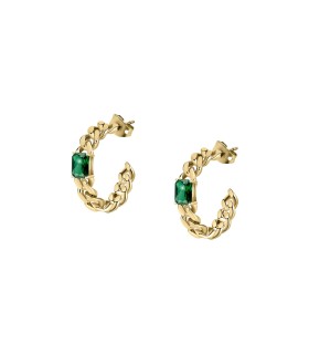 Orecchini Donna Cerchi Chain Groumette Gold e Pietra Verde- Chiara Ferragni