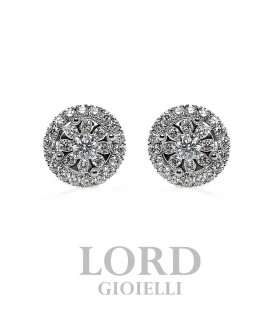 Orecchini Donna in Oro Bianco Punto Luce con Pavè di Brillanti ct. 0.22+0.63 G Vs - Mirco Visconti