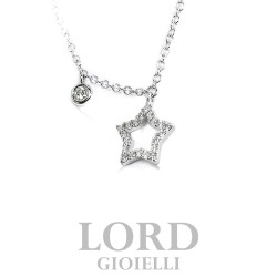 Collana Donna in Oro Bianco Stella con Diamanti ct.0.02+0.11 G VS - Mirco Visconti