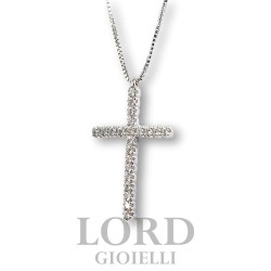 Collana in Oro Bianco Croce con Diamanti ct.0.38 G VS - Mirco Visconti