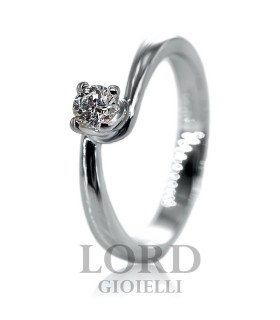 Anello Donna Solitario in Oro Bianco Contrariè con Diamante ct. 0.23 G VS- Giorgio Visconti