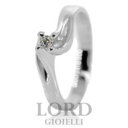 Anello Donna Solitario Contrariè in Oro Bianco con Diamante ct. 0.05 G VS- Giorgio Visconti