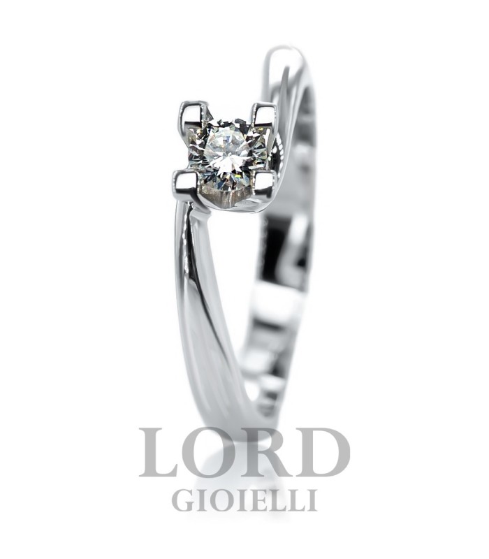 Anello Donna Solitario in Oro Bianco con Diamante ct. 0.19 G VS- Giorgio Visconti