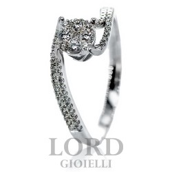 Anello Donna Solitario in oro Bianco con Diamanti e Sgriffatura sul Gambo ct.0.35 G VS - Giorgio Visconti