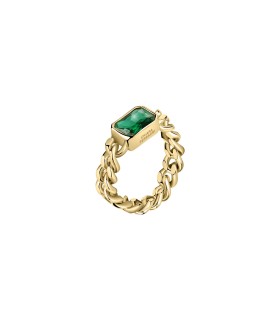 Anello Donna Chain Gold con Green Stone - Chiara Ferragni