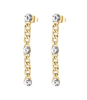 Orecchini Donna Pendenti Symphonia in Acciaio e PVD Oro con Cristalli BYM90 - Brosway