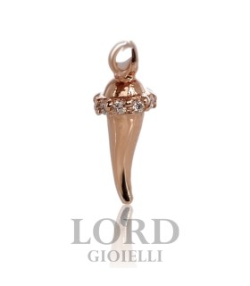 Pendente in Oro Rosa Cornetto con Brillanti - Elli's
