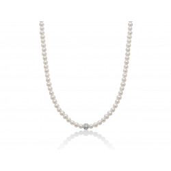 Collana Perle 4/4,5 con Sferetta Sfaccettata e Diamantata in Oro Bianco - Yukiko