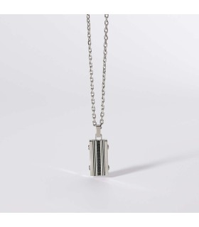 Collana Uomo in Acciaio con Pendente e Pietre Nere - 2Jewels