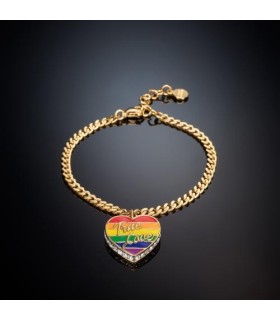 Bracciale Donna Love Parade Cuore Dorato Smalto Arcobaleno "True Love" - Chiara Ferragni