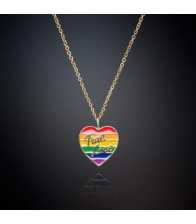 Collana Donna Love Parade Cuore Dorato Smalto Arcobaleno "True Love" - Chiara Ferragni