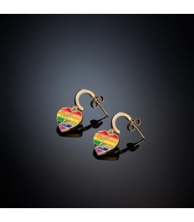 Orecchini Donna Love Parade Cuori Smalto Arcobaleno "True Love" - Chiara Ferragni