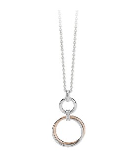 Collana Donna Milano in Acciaio Bicolor Rosè Doppio Cerchio - 2Jewels