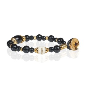 Bracciale con Onice Sfaccettato, Osso e Ottone LW 05 - Gerba