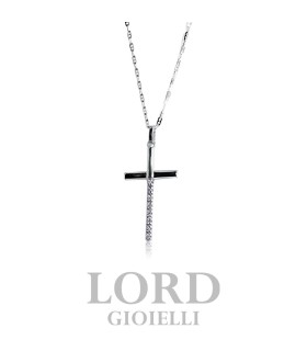 Collana Uomo in Oro Bianco con Croce con Brillanti Bianchi ct.0.08 - Nardelli