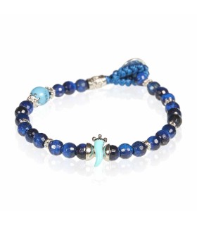Bracciale Occhio di Tigre Blu, Osso e Argento HORN 15 - Gerba