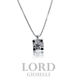 Collana Donna in Oro Bianco Punto Luce con Diamante ct.0.80 G VS - Giorgio Visconti