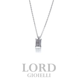 Collana Donna in oro Bianco Punto Luce con Diamanti Taglio Baguette ct. 0.13+0.05 F VS - Mirco Visconti