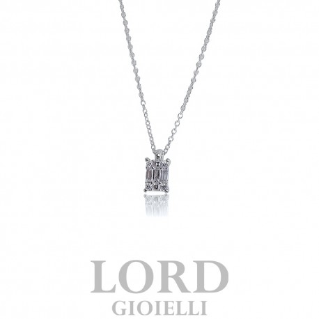 Collana Donna in oro Bianco Punto Luce con Diamanti Taglio Baguette ct. 0.13+0.05 F VS - Mirco Visconti
