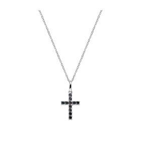 Collana Rodio Croce e Zirconi Neri - Amen