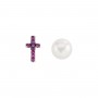 Orecchini Donna con Perla e Croce in Argento Rosè - Amen