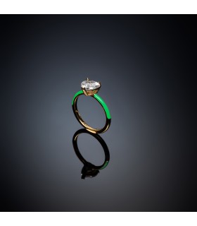 Anello Donna Love Parade con Smalto Verde e Zircone - Chiara Ferragni