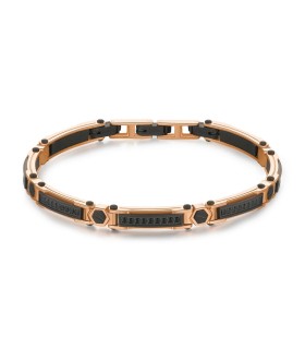 Bracciale Uomo Backliner in Acciaio con Pvd Oro Rosa e Gun e Zirconi BBC19 - Brosway