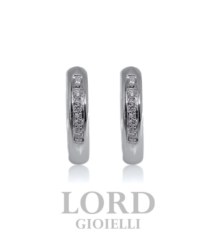 Orecchini Cerchi in oro Bianco con Diamanti ct.0.06 G VS - Giorgio Visconti