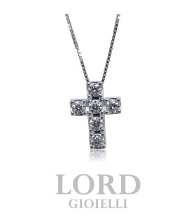 Collana in Oro Bianco con Croce con Diamanti ct. 0,55 G SI -Davite & Delucchi