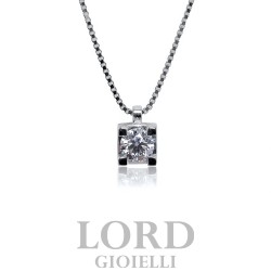 Collana Donna in Oro Bianco Punto Luce con Diamante ct.0.51 G VS - Giorgio Visconti