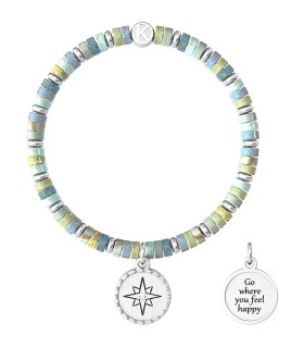 Bracciale con Diaspro Azzurro e Bianco Symbols Rosa Dei Venti - Kidult