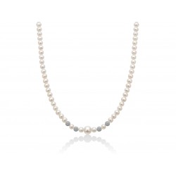 Collana Perle 4/4,5 con Sfere Diamantate e Perla centrale 7,5/8 - Yukiko
