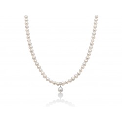 Collana Perle 5/5,5 con Diamante e Perla Pendente 7,5/8 - Yukiko