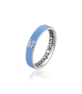 Anello Donna With You in Acciiao Pvd Oro con Smalto Blu con Pietra Blu BWYA07 - Brosway